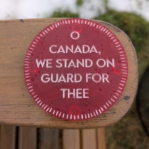 O Canada acrylic coaster set or single coasters, made in Canada, gifts for Canadians, Canadian national anthem coasters