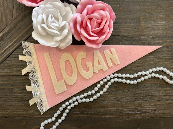 personalized name, custom dorm pennant, roommate, vintage, coastal granddaughter, door sign, wall art, grad gift, coquette, bow, lace