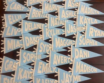 Custom Felt Name Pennants, Bulk Orders available, Sorority, Cheer, Bridesmaids, classroom, camp
