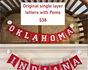 Custom Oklahoma Bound, Alabama, Indiana, Arkansas, Nebraska, Georgia State Felt Banner, Graduation Gift, Senior Board, Dorm Decor