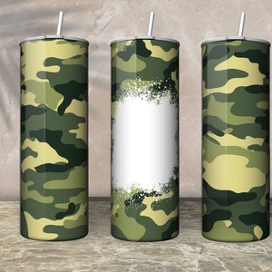 Add Your Own Text or Name Tumbler Wrap Green Camo Tumbler Design Camouflage Tumbler Design Camo tumbler Sublimation PNG 20 oz Skinny Tumbler
