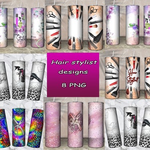 Hair stylist tumbler wrap PNG Hair salon tumblers wrap Tumbler Bundle sublimation Hair dresser cup design Glitter 20 oz Skinny Tumbler