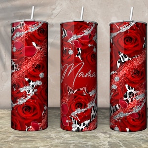 Mama red rose tumbler designs Rose Tumbler Wrap Mom Tumbler Sublimation Flower Tumbler PNG Red Floral Wrap Mom Floral Tumbler 20 oz Tumbler