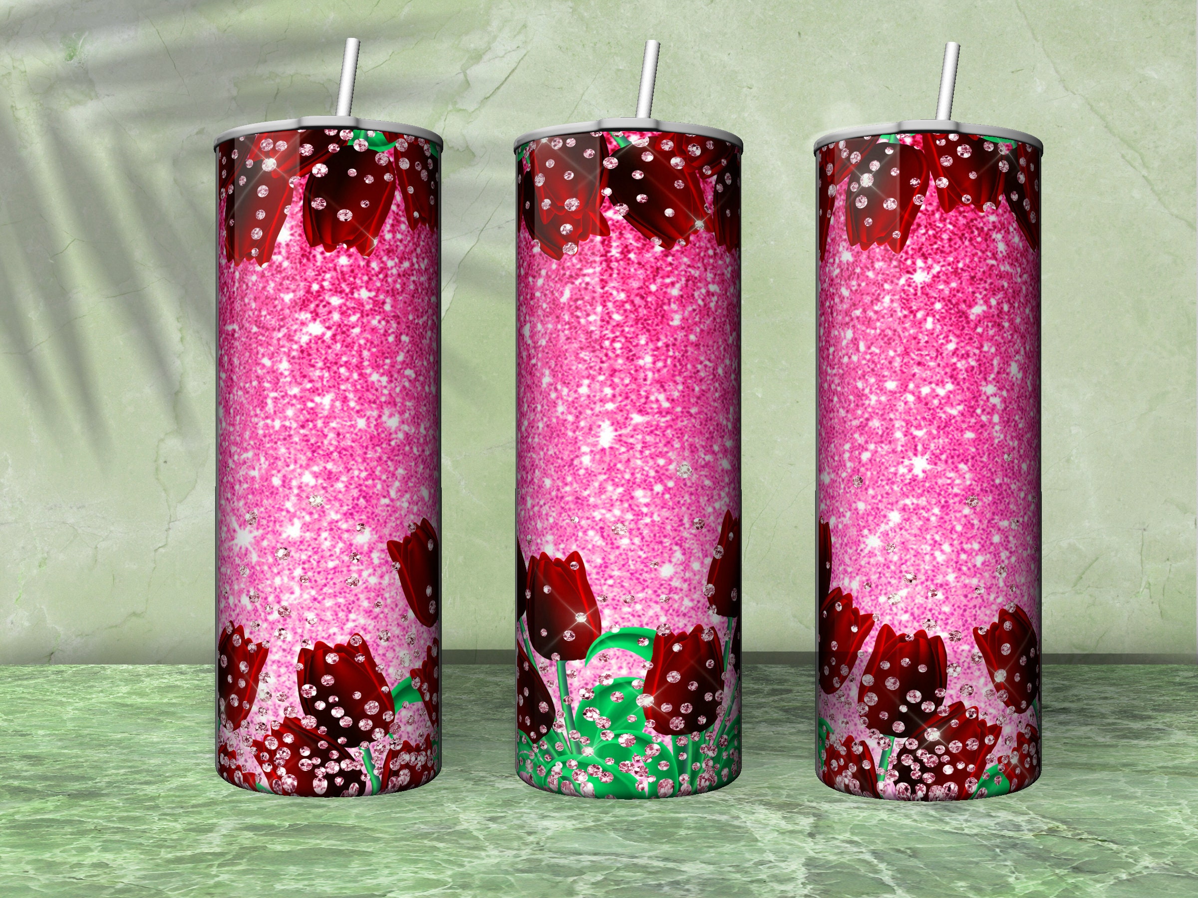 Red Roses Tumbler Design Red Flowers Tumbler Wrap Floral Tumbler