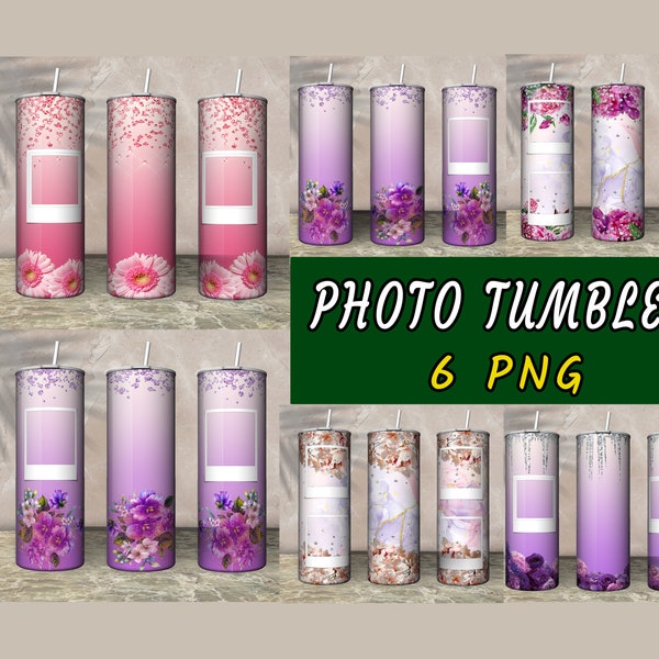 Photo tumbler design Picture Tumbler Wrap Flower Tumbler Sublimation Purple Tumbler PNG Tumbler wrap bundle png Pink Floral Wrap 20 oz Wrap