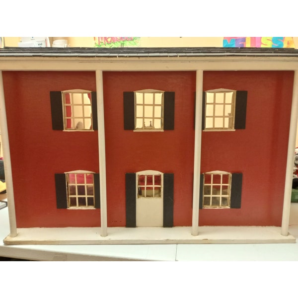 Vintage Furnished Colonial  Doll House