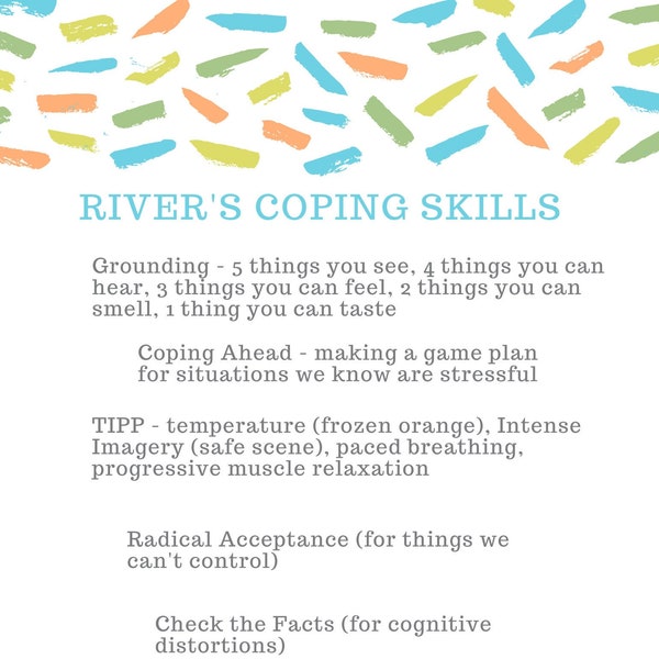 Coping Skills Template, DBT, Mental Health, Therapist, Habit Tracker, Anxiety, Meditation, Mindfulness, Self-Help, Self Help, Depression