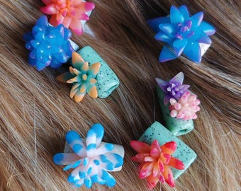 Succulent beads for dreadlocks / colorful plants for braids, dreadlocks
