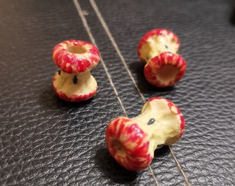 apple core dread beads/ juicy fruit decoration for dreadlocks and braids/ red pouring apple for dreadlocks friend