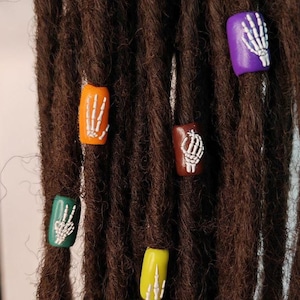 Set skeleton hand dread beads. bones decoration for dreadlocks and braids. scary halloween beads for dreadlocks your friend