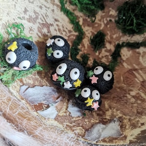 Susuwatari cute dread beads black soots/ wandering soot decoration for dreadlocks and braids/ dusty rabbits for dreadlocks friend
