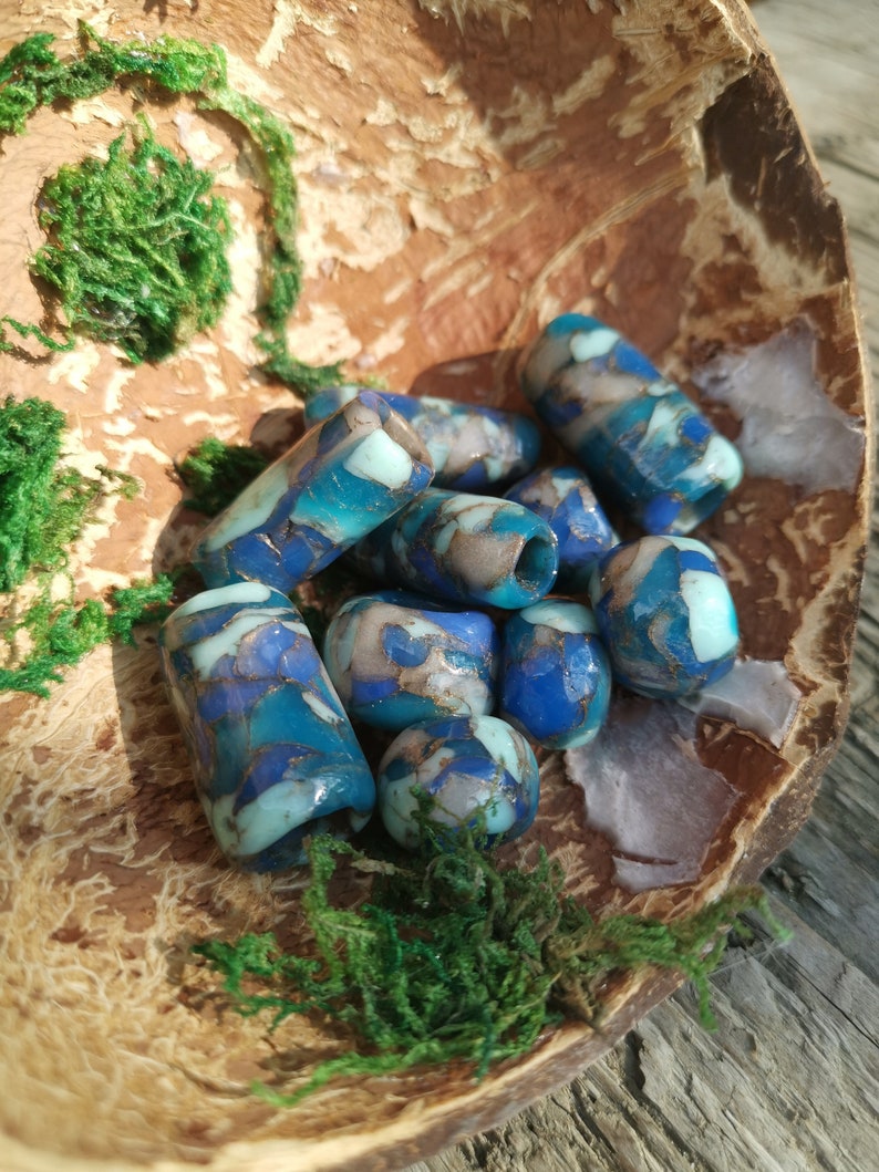 Beads for dreadlocks imitation lapis lazuli stone