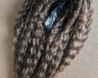 Set of curly Dreadlocks Natural look Syntetic curly Hair extensions double ended dreads Colour brown\Push-up curls curl