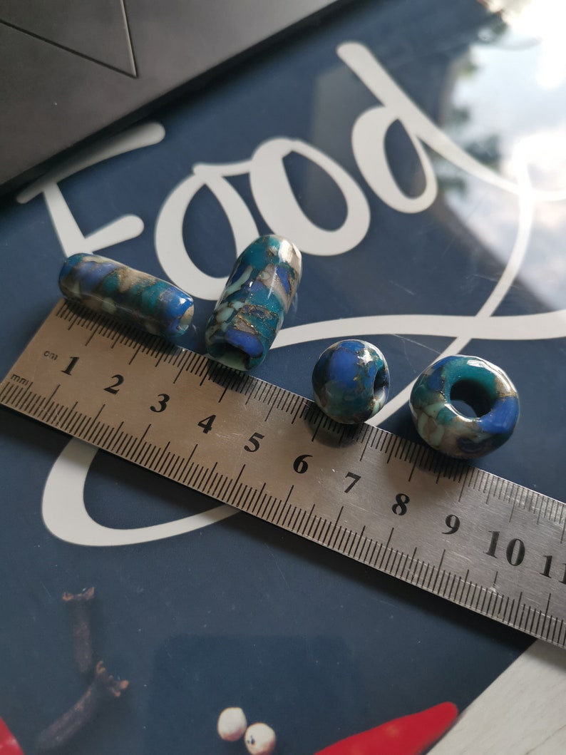 Beads for dreadlocks imitation lapis lazuli stone / blue jasper rock/piece of jewelry for your friend with dreadlocks braids image 8