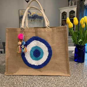 Evil Eye Crochet Beach Bag