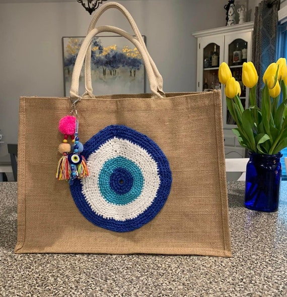 Evil Eye Crochet Beach Bag | Etsy