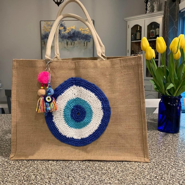 Borsa da spiaggia all'uncinetto Evil Eye