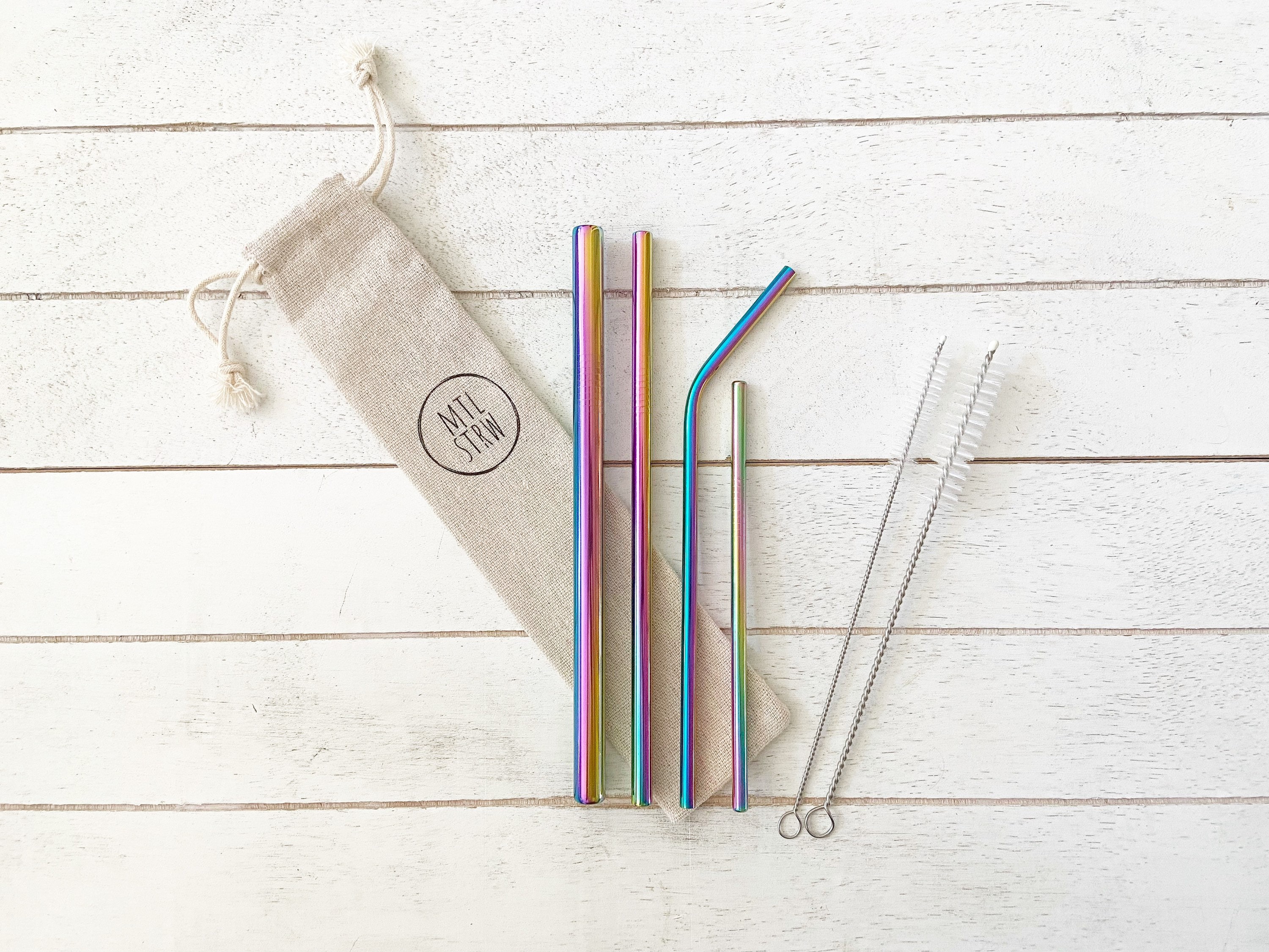 The Mega Bundle: 4 Metal Straws (Smoothie + Straight + Bent + Cocktail) | Reusable Stainless Steel Drinking Straws
