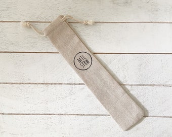 Drawstring Pouch | Travel Pouch for Metal Straws | Burlap Material