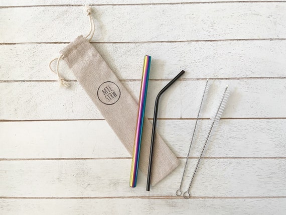 The Mix & Match Bundle: 2 Metal Straws (create Your Own Bundle) | Customizable Stainless Steel Straw Bundle With Travel Pouch and Brushes