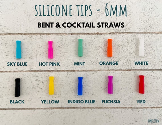 Silicone Straw Tips for Bent and Cocktail Straws 6mm Straw Size Individual,  2 Pack or 4 Pack 