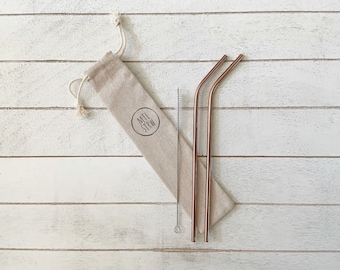 EXTRA-LONG BENT Metal Straws (2 pack) | Reusable Stainless Steel Drinking Straws | Travel Set | 10.5” Straws