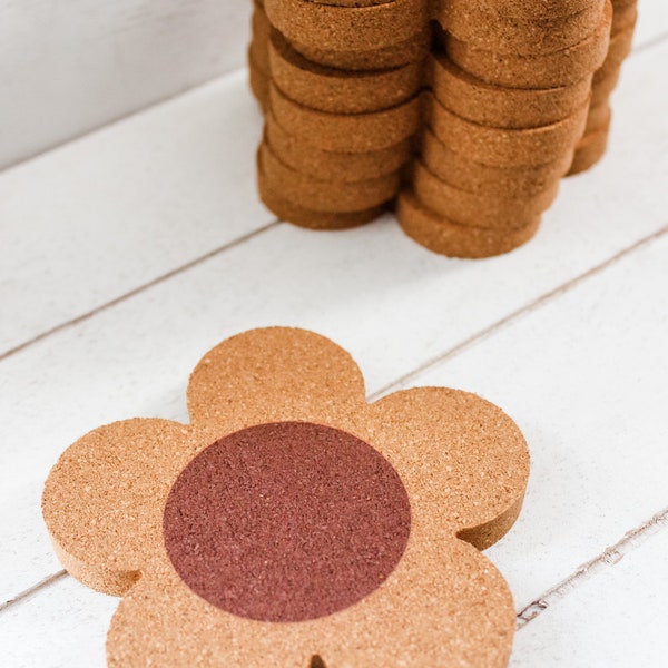 Flower Coaster | Natural Cork Coaster | Non-Slip