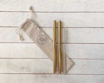 SMOOTHIE Metal Straws (2 or 4 pack) | Reusable Stainless Steel Drinking Straws | Travel Set