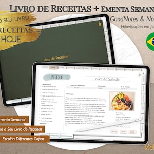 Livro de Receitas Digital em Português Brasil Minimalista para GoodNotes  iPad • Notability •  Recipe Book In Portuguese • Ementa Semanal •