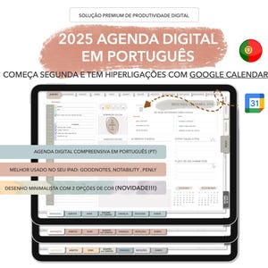 Planner Digital em Português (PT) para iPad, GoodNotes, Notability • Agenda de Produtividade • Ementa Semanal + Livro de Receitas