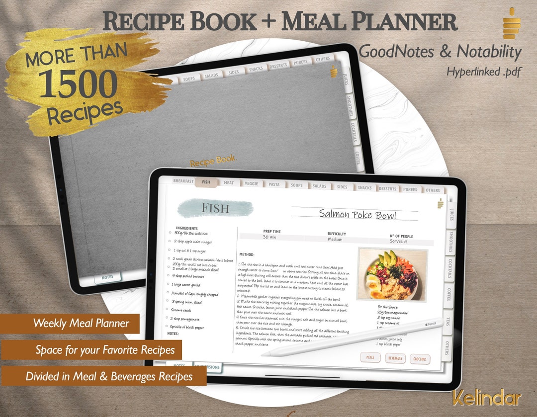 Digital Recipe Book and Weekly Meal Planner With Groceries List • Best ...