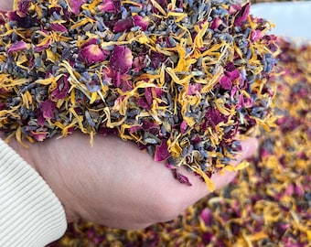 Dried Flower Confetti Bulk | 1 Litre Biodegradable Petal Toss | Flower Girl Basket | Wedding Confetti Eco | Natural Confetti Toss