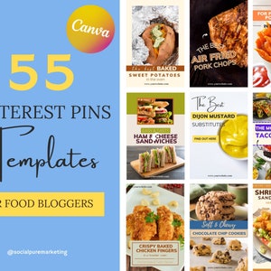 55 High-Converting Pinterest Pin Templates for Canva | Specially Created For Food Bloggers | Food Blogger Pinterest Templates