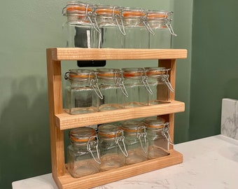 Handmade Spice Rack (includes 12 Glass Jars)
