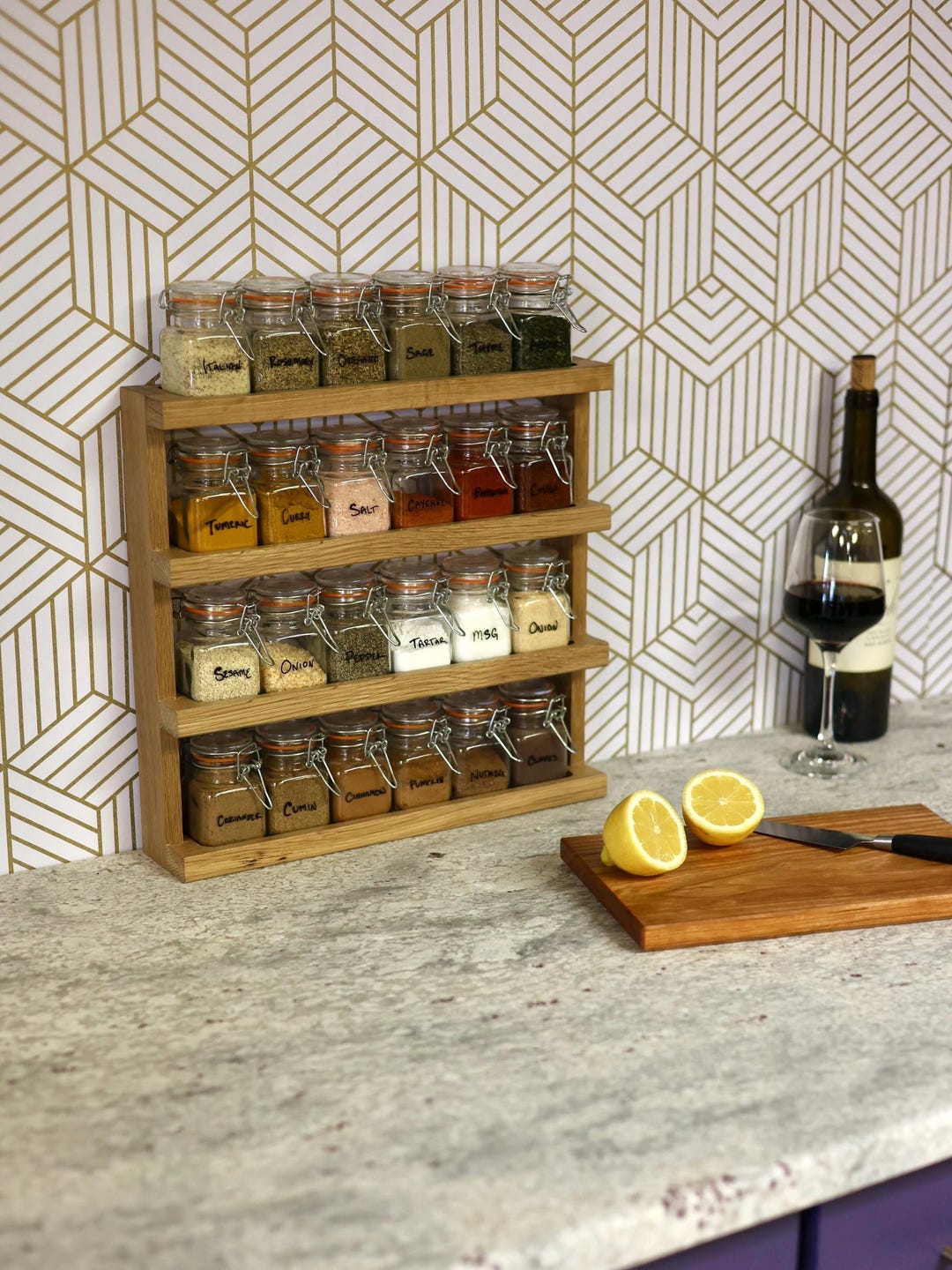 Deluxe Spice Rack (includes 24 Glass Jars) - Etsy