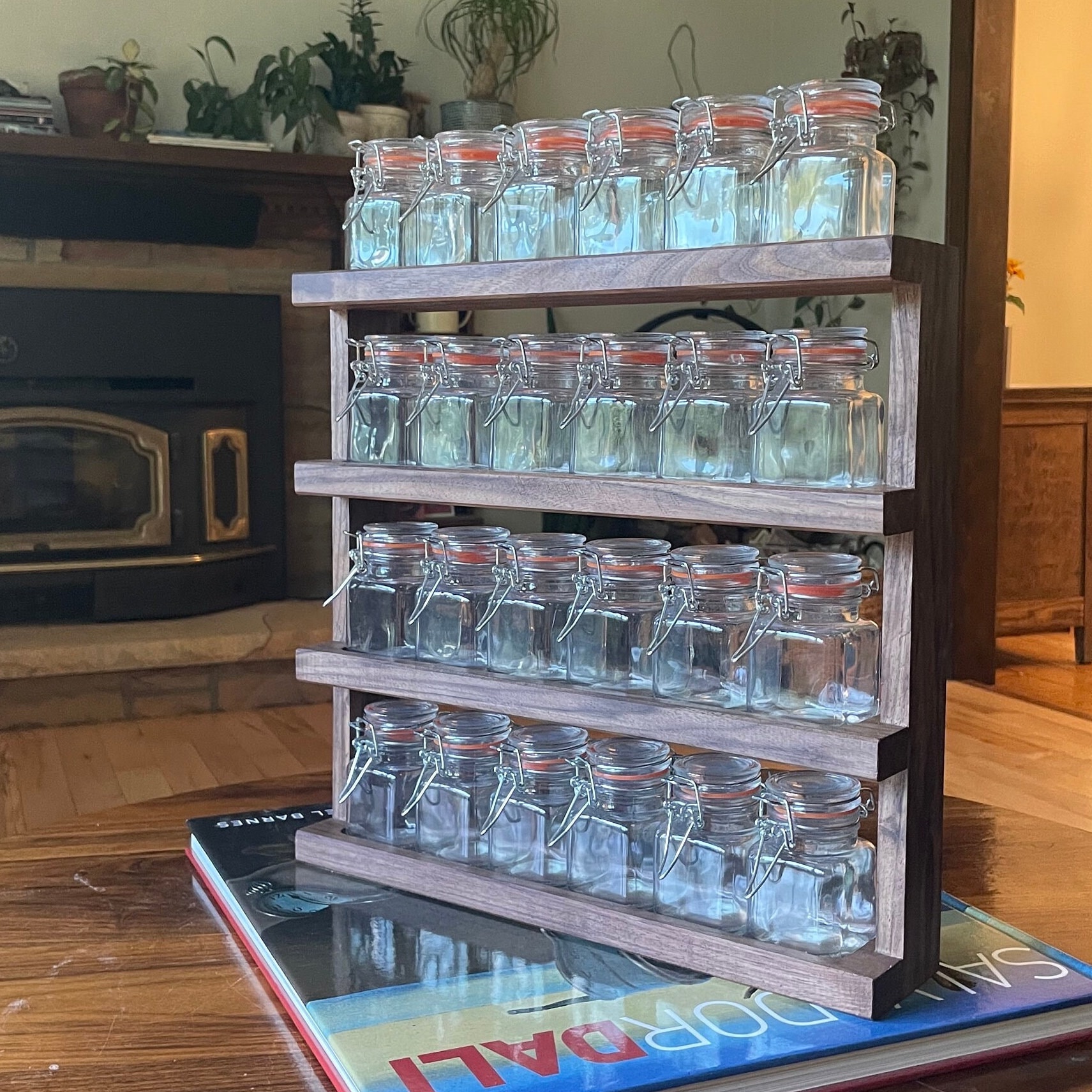 Spice Racks with 24 Glass Spice Jars & 2 Types of Printed Spice Labels by Talented Kitchen. Complete Set: 2 Shelf Stainless Steel 3-Tier Racks, 24