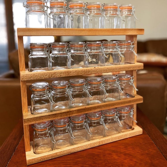 Handmade Deluxe Hardwood Spice Rack includes 24 Glass Jars Etsy