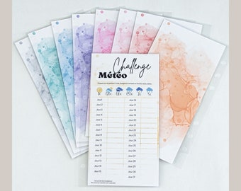 Challenge météo (défi enveloppes budget A6) - Thème AQUARELLE