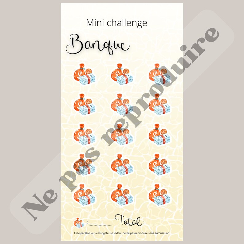 MINI CHALLENGE/DEFI enveloppes budgétaires Banque // fiche plastifiée pour enveloppe A6 image 5