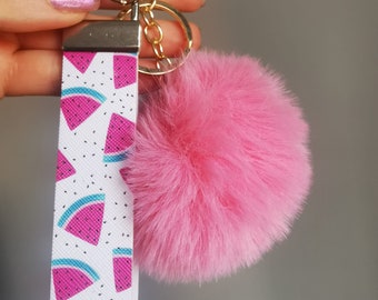 Wristlet With Matching Fluffy Pom Pom