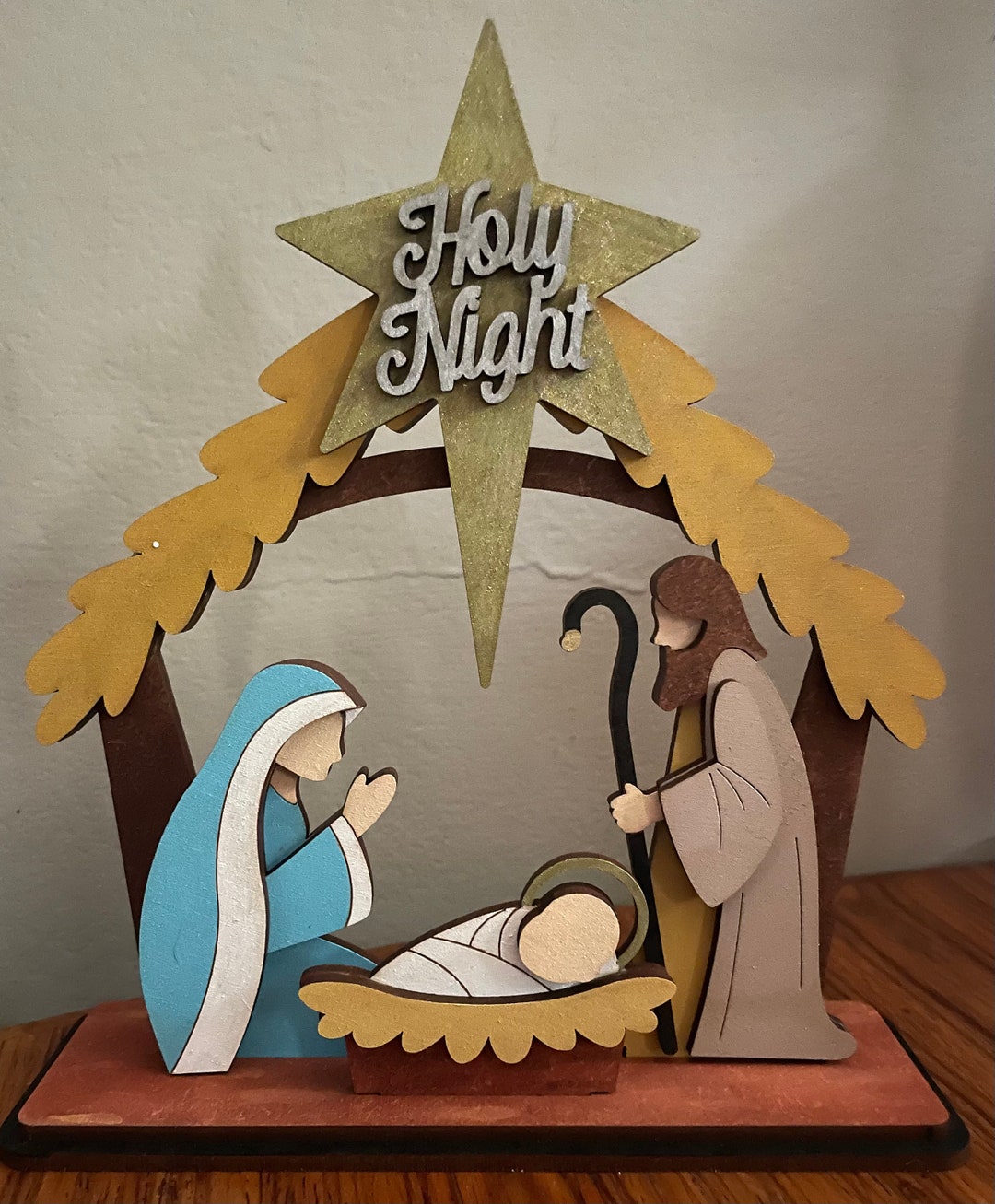 Wooden Nativity Crib Scene Etsy