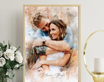 Custom Watercolor Couple Portrait: Unique Anniversary Keepsake,