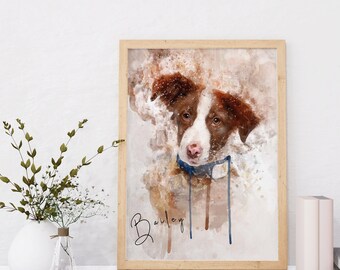 Custom Dog Portrait Watercolor, Painting Of Dog Custom Gift, Watercolor Dog Art, Custom Dog Painting Canvas, Custom Dog Watercolor, Pet loss