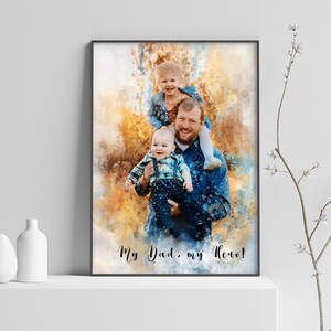 Watercolor Family Portrait for Dad, Custom Anniversary Gift, Fathers Day gift, Family Print,Dad Gift from wife daughter son Gift for Grandpa