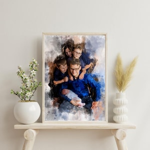 Personalized Family Portrait: Custom Watercolor Painting from Photo,
