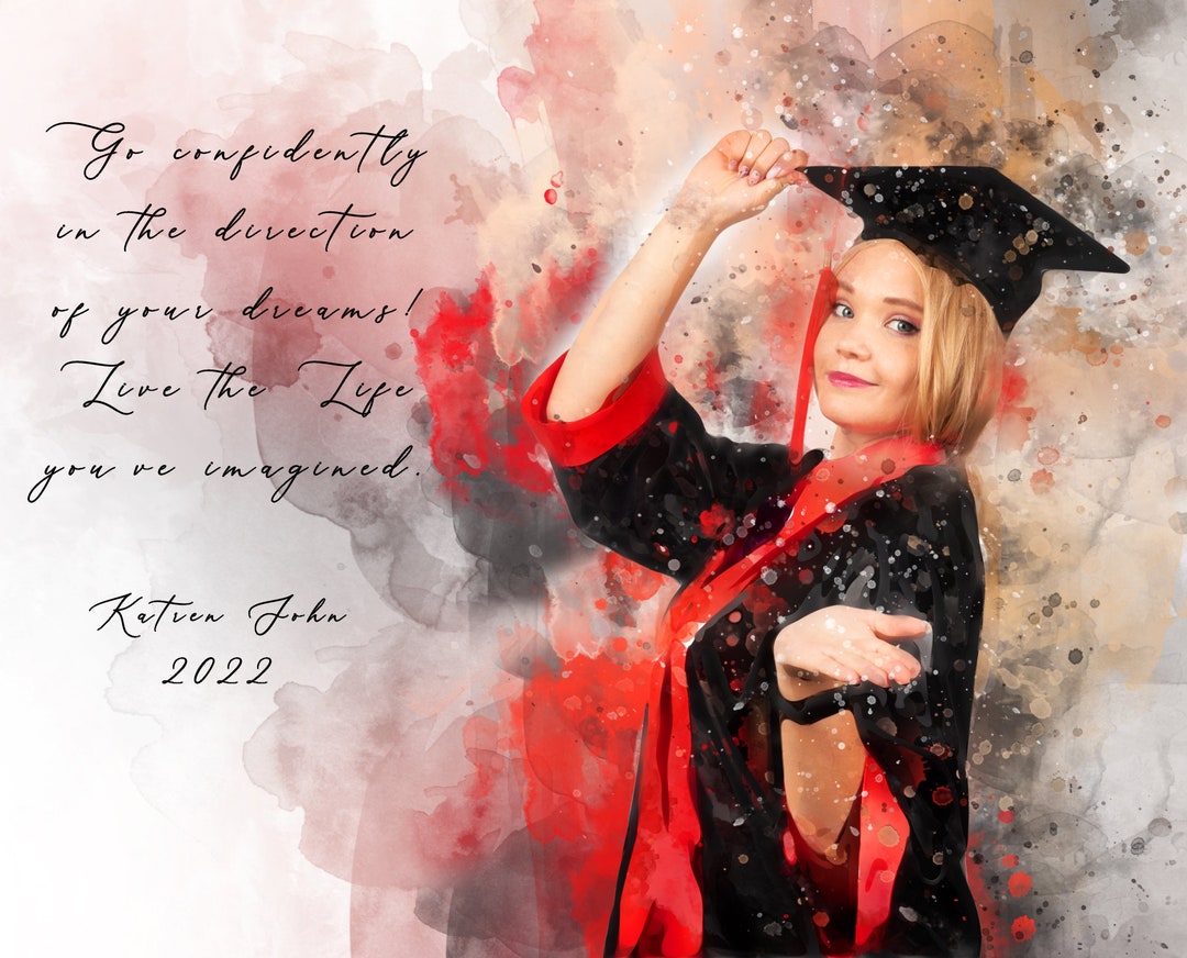 Custom Graduation Watercolor Portrait From Photo, Graduate Gift - Etsy