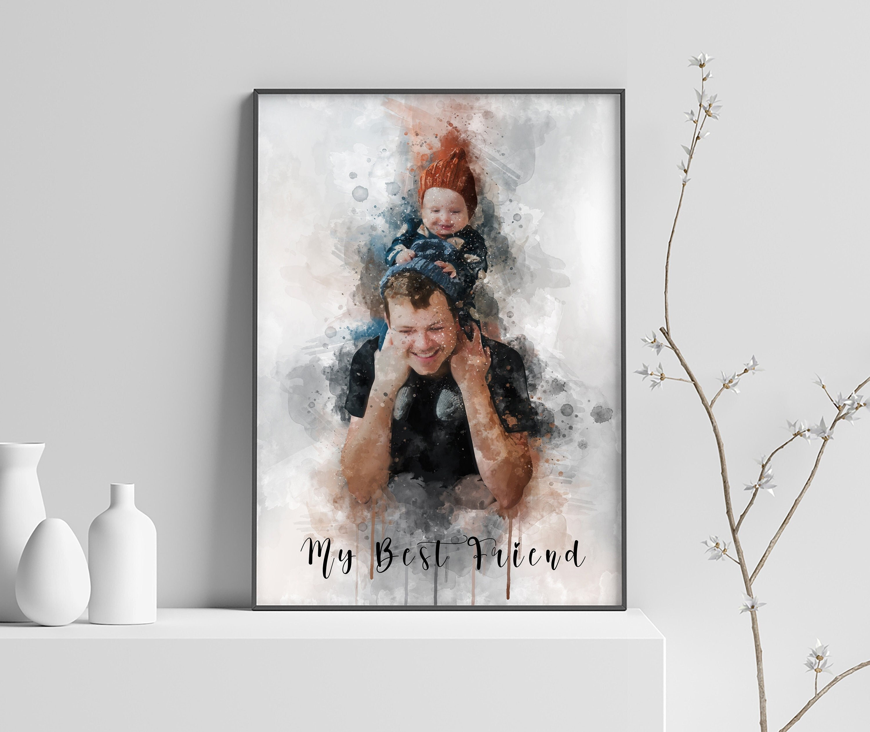 Custom Watercolor Family Portrait: Personalized Wall Art Print,