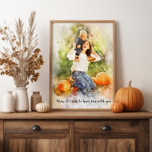 Personalized Mother Daughter Gift Watercolor Portrait, Mothers Day Gift for Mom, Mom Gift, Family Portrait from Photo, Birthday Gift image 5
