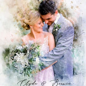 Anniversary Gift for Wife Husband, Custom Watercolor Couple Portrait, Anniversary Present, 1st Anniversary Gift,  Painting from Photo