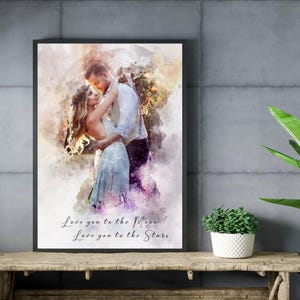 Personalised Watercolor Portrait, Christmas Gift, Portrait from Photo, Engagement Gift, 1st Anniversary Gift, Couple Gift, Gift for Him